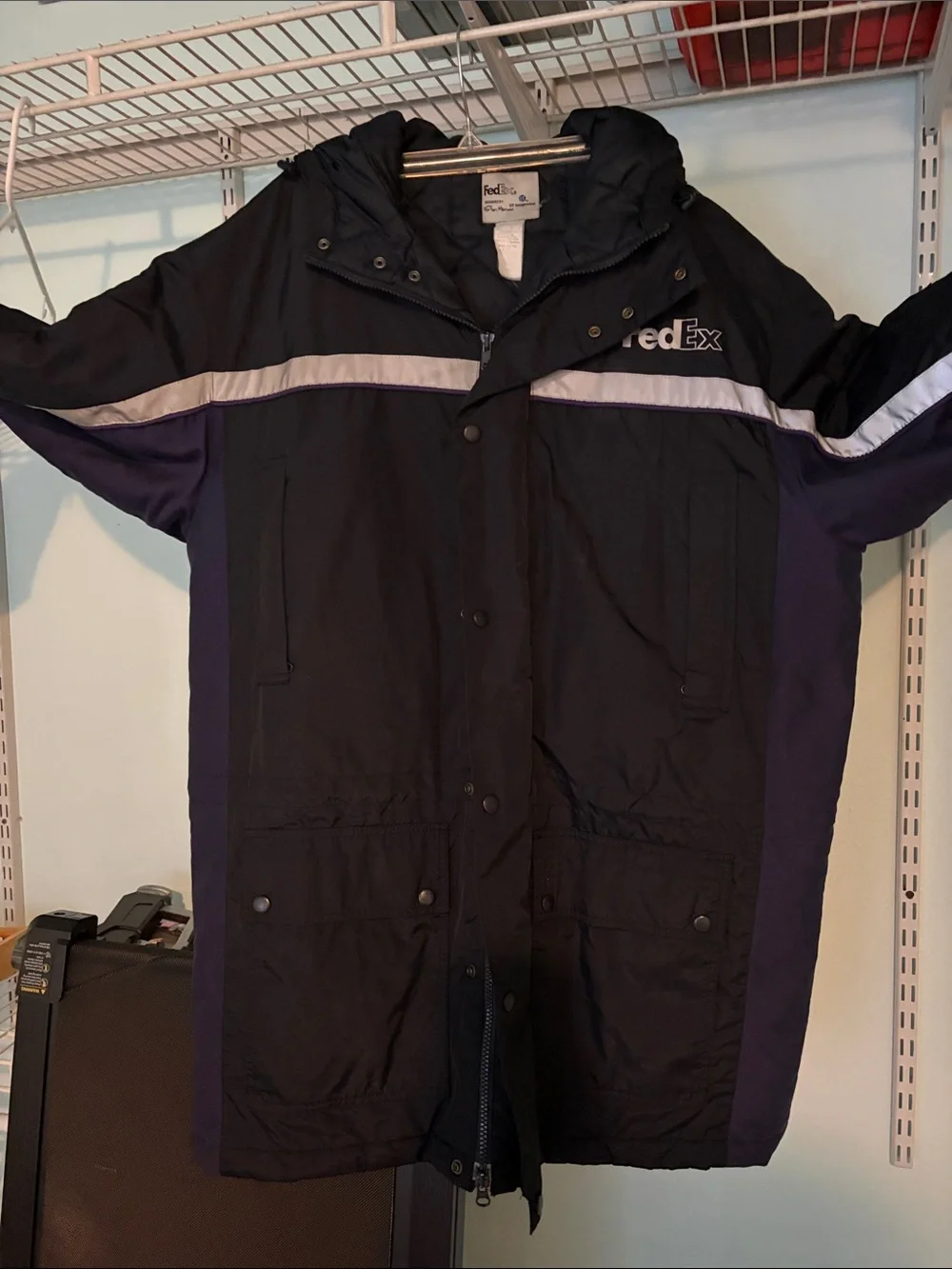 FedEx Men’s Black and Purple Performance Hooded Jacket